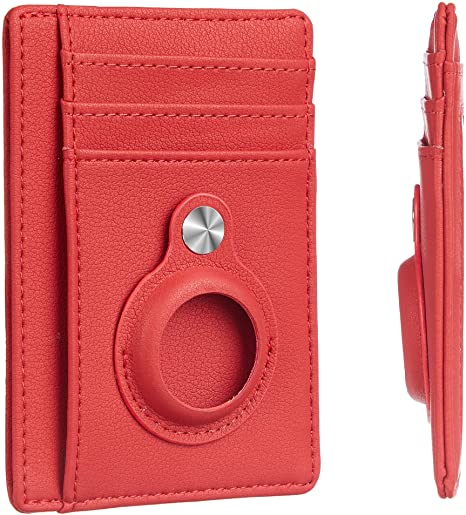 Hawanik Slim Minimalist Front Pocket Wallet with Built-in Case Holder for AirTag