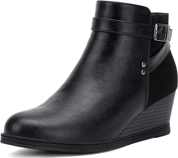 Jeossy Women's 9636 Wedge Boots | Comfortable Ankle Wedge Booties with Side Zipper