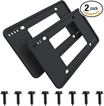 Qenker Silicone License Plate Frame   License Plate Fastener Screws - Rust-Proof, Rattle-Proof, Weather-Proof - Black (2PACK)