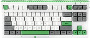 EPOMAKER Brick 87 Tri-Mode TKL Hot Swappable Mechanical Keyboard with Stackable Block Bar and Thumb-Scroll Knobs, 3000mAh Battery, RGB, Compatible with Win/Mac (Grey Green, Gateron Pro Yellow)