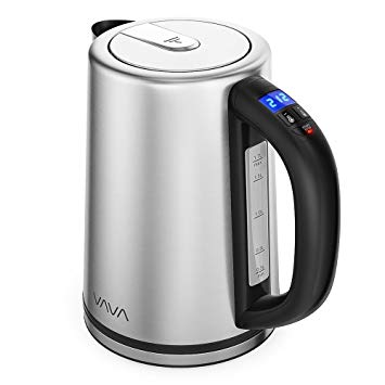 Electric Kettle, VAVA Real-Time LED Display Tea Kettle with Temperature Control, 1.7L Stainless Steel Fast Boiling Hot Water Kettle, 2H Keep Warm & Memory Function