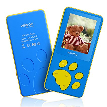 Wiwoo B4 8GB Kids MP3 Players With Game For Child Children ,Portable Cute Cartoon MP4 Player With Video / Voice Recorder / Ebook Reader, Support Up to 64GB Micro SD Card Extension (Blue)