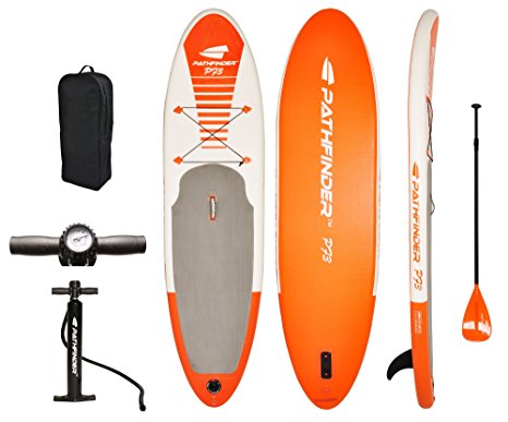 Vilano PathFinder SUP 10-Feet (5-Inch Thick) Inflatable Stand Up Paddleboard Set Orange