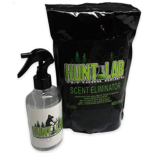 Hunt Lab Technologies Scent Eliminator Organic Hunting Scent Blocker Combo Kit Makes 2 Gallons - 256 oz With Spray Bottle