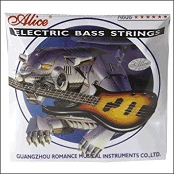 Alice Electric Bass Guitar Strings 4-string Sets Medium .045-.105, Nickel Alloy Winding Strings with Nickel-Plated Ball-End for Electric Basses