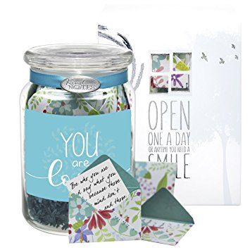 Glass KindNotes SYMPATHY Keepsake Gift Jar of Messages for Condolences, Bereavement, Passing, Loss, Funerals - Fresh Cut Floral You are Loved