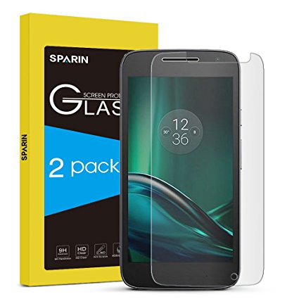 [Pack of 2] SPARIN MOTO G4 Play Screen Protector, 0.26mm 2.5D Tempered-Glass Protector with [9H Hardness] [Scratch-Resistant] [Bubble Free & Easy Installation], Lifetime Warranty