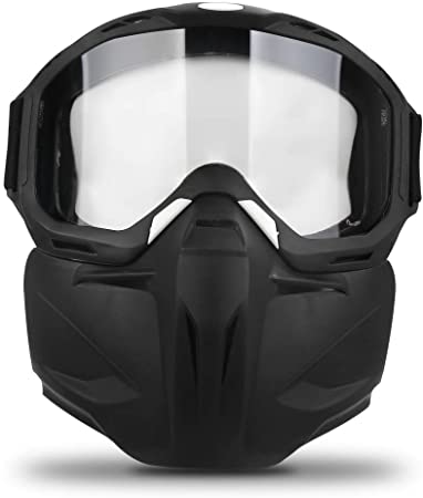 Freehawk Motorcycle Goggle Mask - Motorcycle Glasses with Detachable Mask for Desert Offroad Riding/Skiing/Snowmobile/Cycling/Halloween/Costume Ball