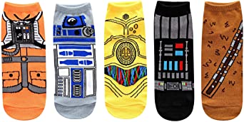 Star Wars Costume Suit Up Juniors/Womens 5 Pack Ankle Socks Size 4-10