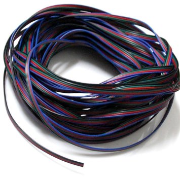 JACKYLED RGB Extension Cable Line 4 Color RGB Cable Wire 10M for LED Strip RGB 5050 3528 Cord 4pin(10 Meter)