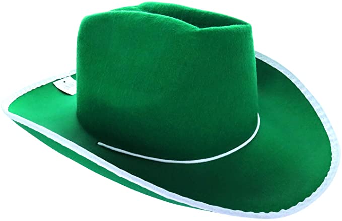 GiftExpress Green Felt Cowboy Hat for Adults, Rolled Up Cowboy Hat for Men/Women, Western Cowgirl Hat, Country Style Costume Hat