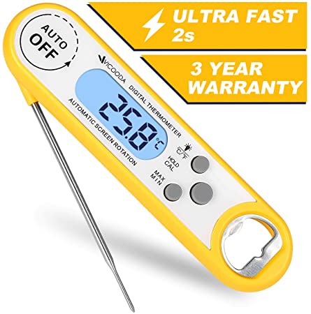 Zupora Instant Read Meat Thermometer for Grill and Cooking, Waterproof Ultra Fast Thermometer with Backlight & Calibration. Digital Food Thermometer for Kitchen, Outdoor Cooking, BBQ, and Grill