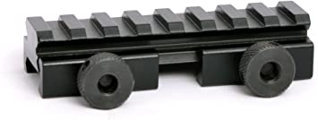 Flat Top 1/2 Half Inch Compact Riser Mount 8 Ring Slot Picatinny Top Rail with Large Clamping Thumb Screws