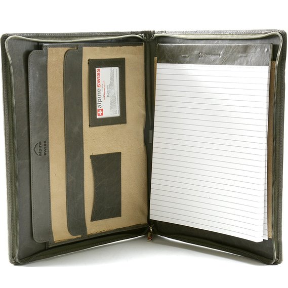 Genuine Leather Portfolio Writing Pad Business Case for Left & Right Handed Use