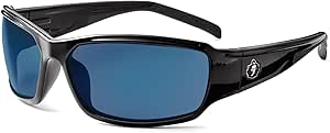 Ergodyne Skullerz Thor Safety Sunglasses - Black Frame, Blue Mirror Lens