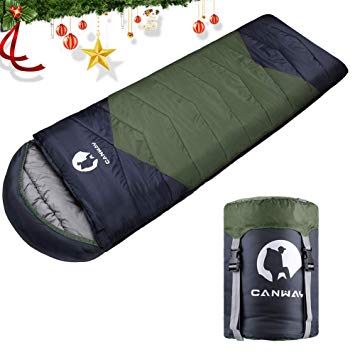 CANWAY Sleeping Bag with Compression Sack, Lightweight and Waterproof for Warm & Cold Weather, Comfort for 4 Seasons Camping/Traveling/Hiking/Backpacking, Adults & Kids