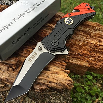 Snake Eye Tactical Rescue Style Assisted Opening Knife with Clip Outdoors Camping Hunting Fishing