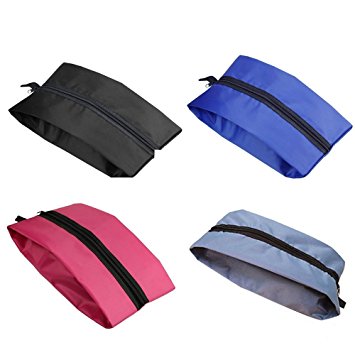 Travel Shoe Bags,Lavince Portable Waterproof Nylon Travel Shoe Bags(15in) with Zipper Closure,Set of 4(Multicolor:Black Pink Blue Gray)