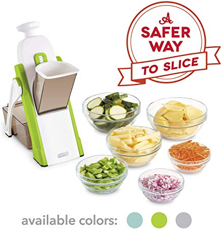 DASH Safe Slice Mandolin Slicer, Julienne   Dicer for Vegetables, Meal Prep & More with 30  Presets & Thickness Adjuster, Green