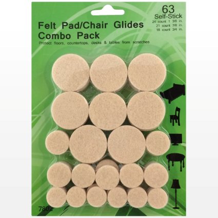 Best Felt Pads - 63 Pack Chair Felt Pads - Self Stick Furniture Glides - Chair Floor Protectors - Floor Scratch Protection - Felt Pads for Hardwood Floors/Laminate/Linoleum/Tile Sliders - Guarantee.