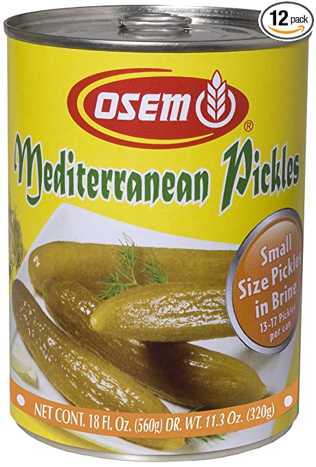 Osem Mediterranean Pickles (Kosher for Passover), Small, 18 Ounce (Pack of 12)