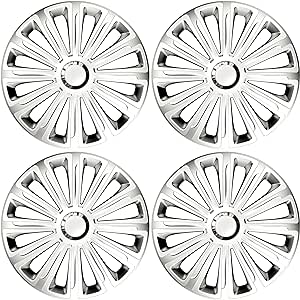 Versaco Car Wheel Trims TRENDRCBS14 - Black/Silver 14 Inch 12-Spoke - Boxed Set of 4 Hubcaps - Includes Fittings/Instructions