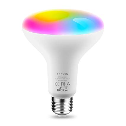 Smart Light Bulb,Cold&Warm Light and RGB Color Changing,E27 LED 100W Equivalent Dimmable Compatible with Alexa and Google Home,IFTTT (No Hub Required),TECKIN BR30 WiFi Light Blubs(13W),1 Pack