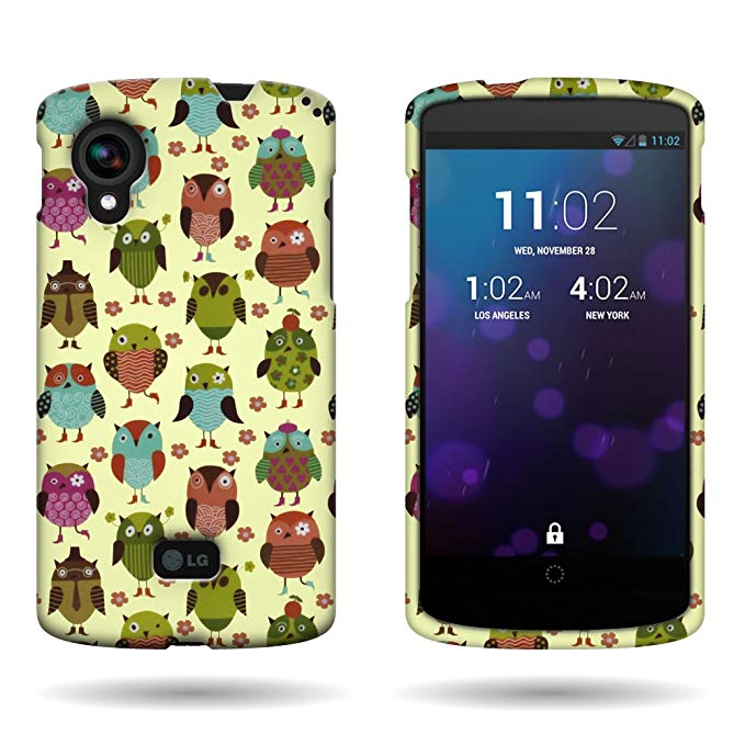 CoverON Slim Hard Case for LG Google Nexus 5 with Cover Removal Tool - (Fancy Owl)