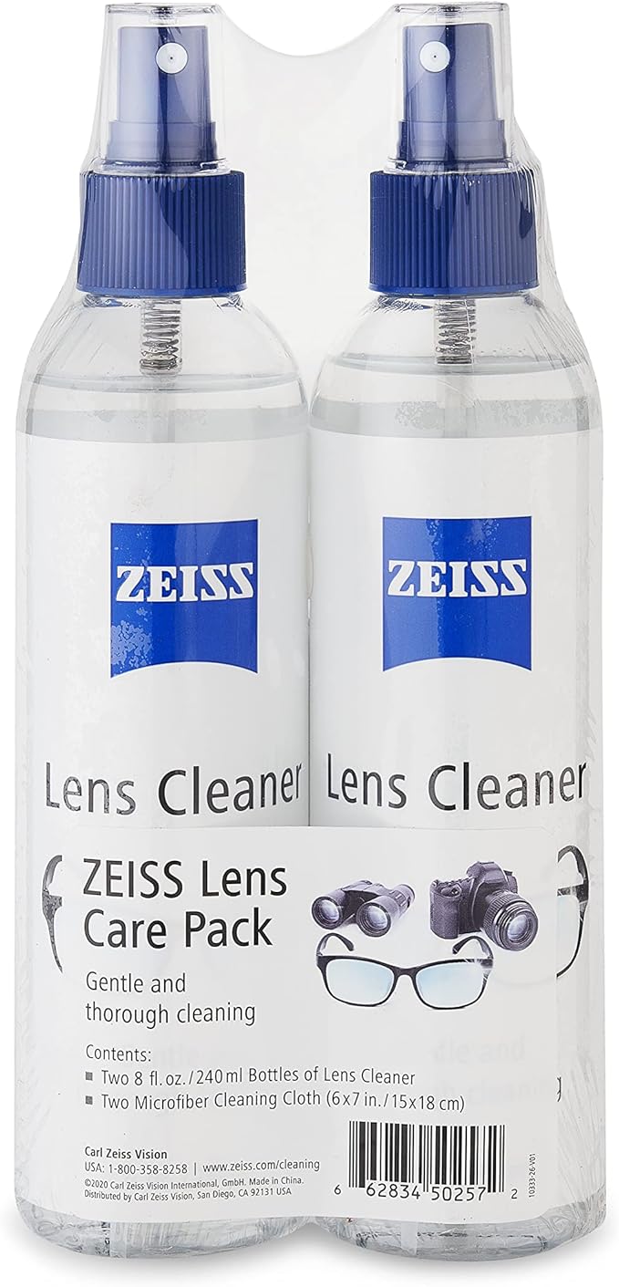 Zeiss Lens Care Pack - 2-8 Ounce Bottles of Lens Cleaner, 2 Microfiber Cleaning Cloths
