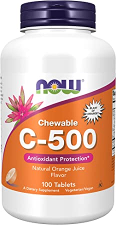 NOW Vitamin C-500 Orange,100 Chewable Lozenges