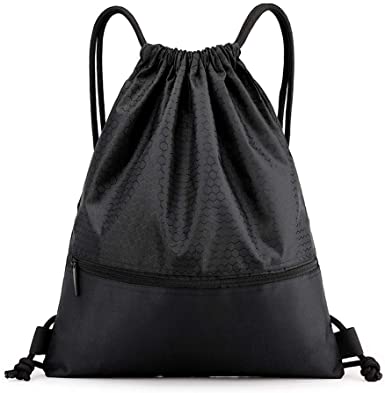 String Swim PE Bag, Sport Gym Sack Drawstring Bag Waterproof Drawstring Sport Bag with Outside Zipper for Sports Beach Holidays Swimming Travel