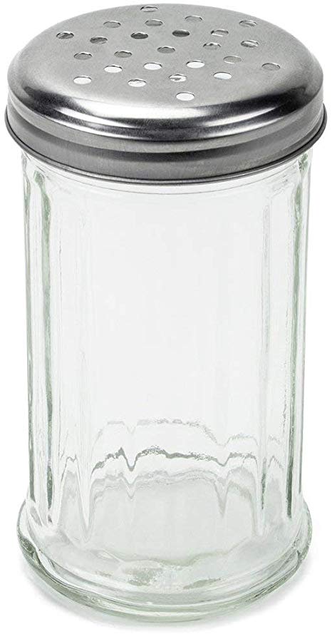 Spice Herb Seasoning Grated Cheese Shaker Retro Dispenser (10oz Glass With Perforated Stainless Steel Lid)