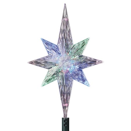 Kurt Adler 11-14-Inch UL Polar Star Tree Topper with LED Color-Changing Light