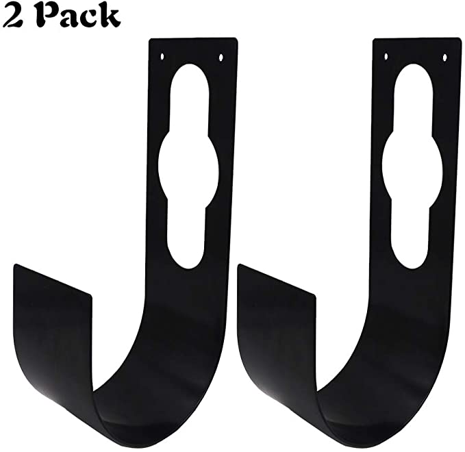 LECAMEBOR Wall Mount Garden Hose Holder, Heavy Duty Hose Hanger Metal Steel Hose Bracket,2 Pack(Black)