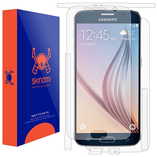 Galaxy S6 Screen Protector   Full Body, Skinomi MatteSkin Full Skin Coverage   Screen Protector for Samsung Galaxy S6 Anti-Glare and Bubble-Free Shield