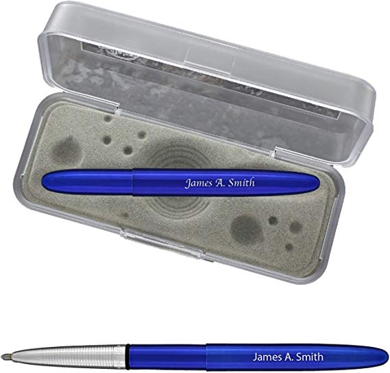 Engraved / Personalized Fisher Bullet Space Ballpoint Pen Collection with Gift Box (Blueberry Blue) 400BB - Custom Engraving with Your Name