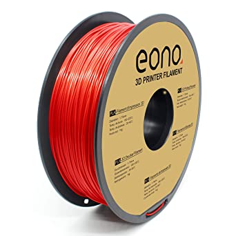Eono PLA 3D Printer Filament, 1.75mm, Red,1kg, Strong Bonding and Overhang Performance.