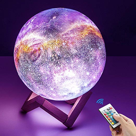 OxyLED Moon Lamp, 16 Colors 7.1 Inch 3D Print LED Star Moon Light Dimmable with Stand Remote Touch Tap Control and USB Rechargeable, Galaxy Night Light for Kids Lover Friends Birthday Christmas Gifts