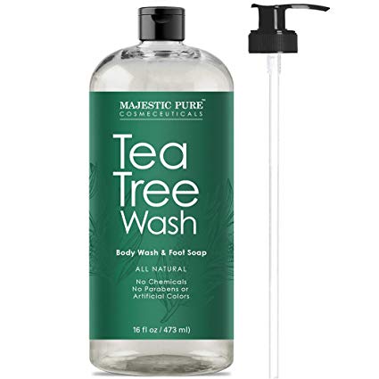 Antifungal Tea Tree Body Wash, Helps Nail Fungus, Athletes Foot, Ringworms, Jock Itch, Acne, Eczema & Body Odor, Soothes Itching & Promotes Healthy Feet, Skin and Nails, Naturally Scented, 16 fl. oz.