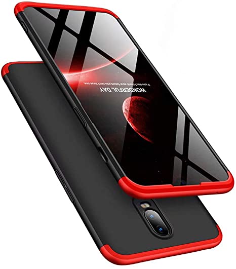 COTDINFORCA OnePlus 6T Case, 3 in 1 Ultra Thin Hard PC Case Premium Slim 360 Degree Full Body Protective Shockproof Cover for OnePlus 6T A6013. 3 in 1- Red   Black