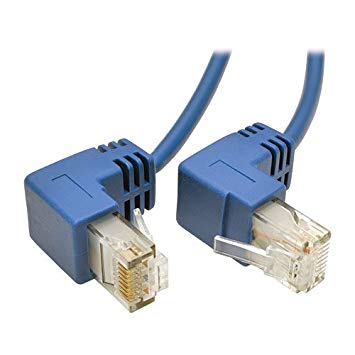 Tripp Lite Cat6 Gigabit Snagless Molded Slim UTP Patch Cable, 1 ft. Right Angle, RJ45 M/M 1' (N201-SR1-BL)