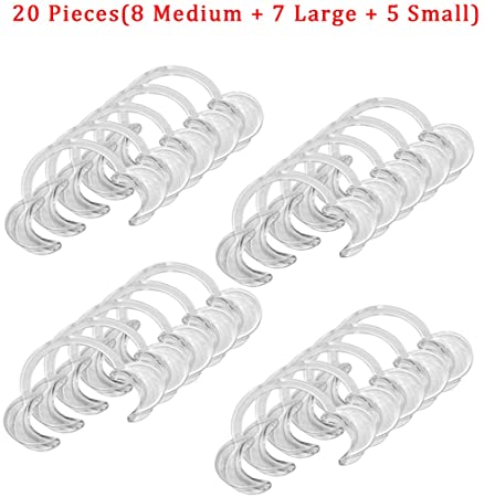 EZGO 20 Pieces (8 Medium   7 Large   5 Small) C-Shape Teeth Whitening Cheek Retractor, Autoclavable Dental Mouth Opener, Disposable Dental Lip Cheek Retractor for Mouthguard Challenge Game