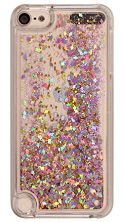 iPod Touch 6 Case Liquid Quicksand Glitter Rose Gold Style , Touch5 Liquid Case , BLLQ Twinkle Quicksand Water Fall Funy Lovely Shiny Bling Sparkle PC Hard Case For Touch6 Touch 5 Diamond Rose Gold