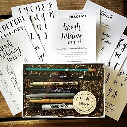 Brush Lettering Kit - DIY Brush Lettering Starter Set by Wildflower Art Studio