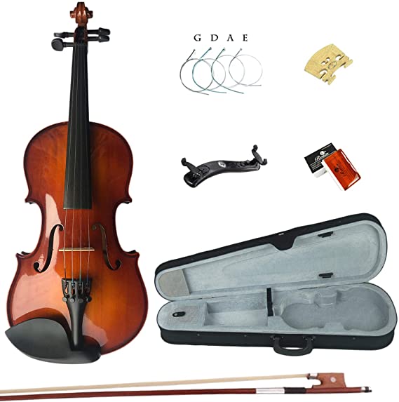 Esound 1/4 MB2 Solid Wood Satin Antique Violin with Hard Case, Shoulder Rest, Bow, Rosin and Extra Strings