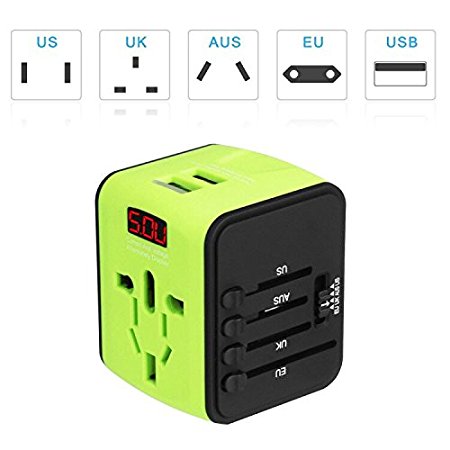 Travel Adapter Uvistare Power Plug LED Display & Dual USB All-in-one Worldwide Adapter and Converter