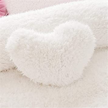MooWoo Fluffy Heart Throw Pillow with Pillow Cover and Insert, Shaggy Faux Fur, Decorative Design for Indoor and Outdoor, (White, Heart Shape-15.7X15.7Inches)