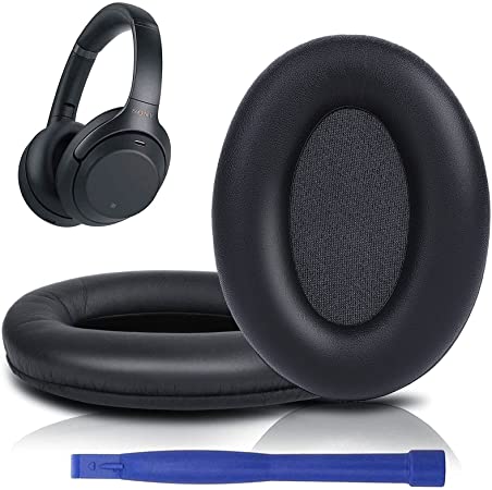 SOULWIT® Professional Ear Pads Cushions Replacement, Earpads Compatible with Sony WH-1000XM3 Over-Ear Headphones with Soft Protein Leather, Noise Isolation Memory Foam, Added Thickness (Black)