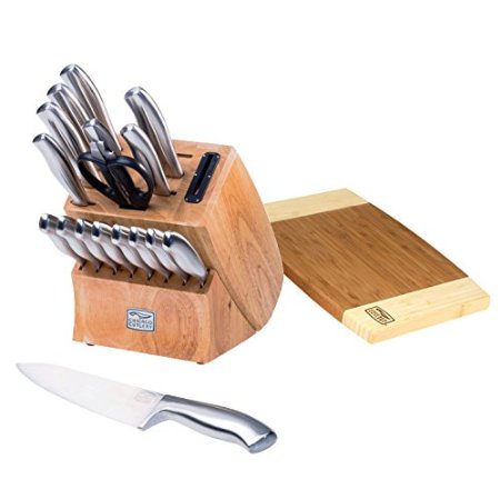 Chicago Cutlery 19 Piece Knife Block with In-Block Sharpener and Cutting Board Stainless Steel