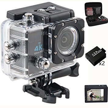 Action Camera 4k Ultra hd 2.0 Inch Lcd Screen 16MP 170 Degree Ultra Wide Angle Lens Wifi Waterproof Sport Camera Extra Rechargeable Batteries Hd Extreme Sports DV Storage Bag With Full Accessory Kit